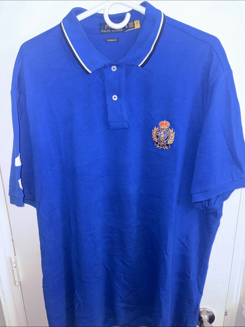Ralph Lauren Bright Blue Polo with Crest and Sleeve Number